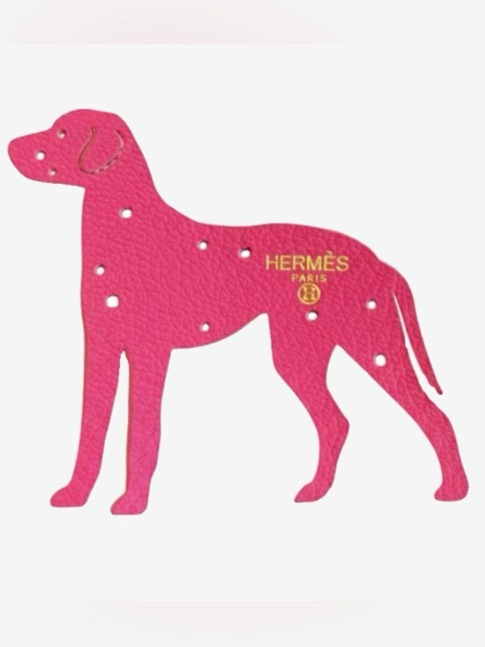 🛍️Hermès Authentic Petit H Pink Leather Dalmatian Charm with Hermes’ Ribbon